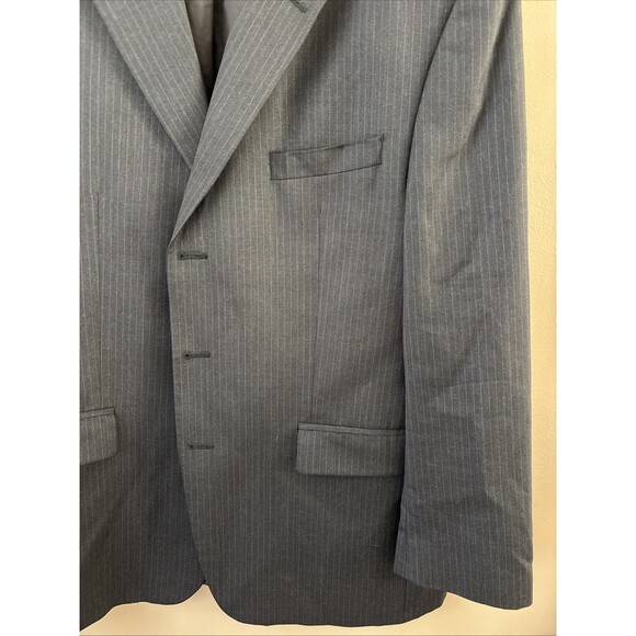 Lauren Ralph Lauren Men’s Black Wool Sports Jacket Blazer Blue Stripes 44R - Picture 4 of 12